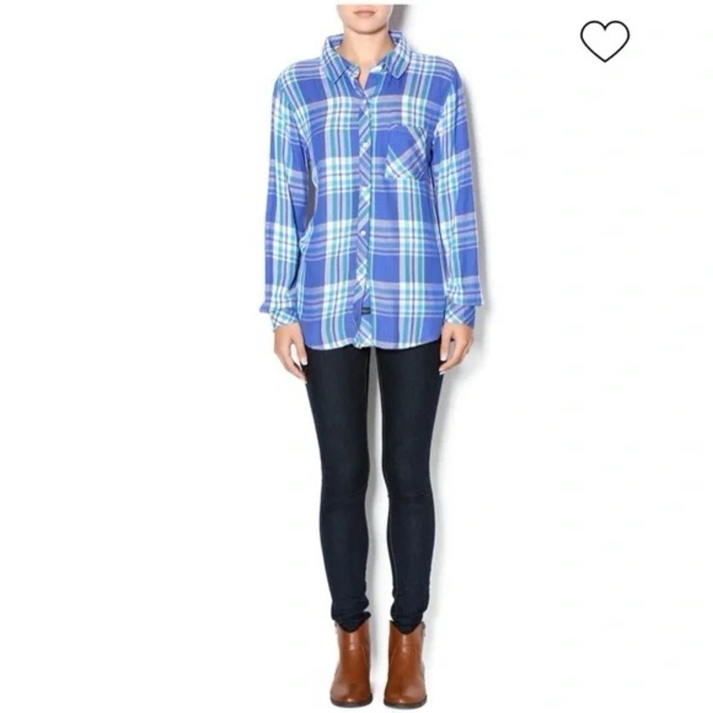 Rails Hunter Blue Plaid Button Up Shirt Women’s Medium